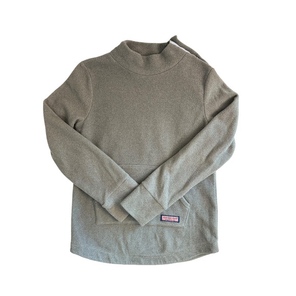 Vineyard Vines Kids Mock Neck Pullover Gray Fleece Top Shirt Size M (10-12) - Picture 1 of 8